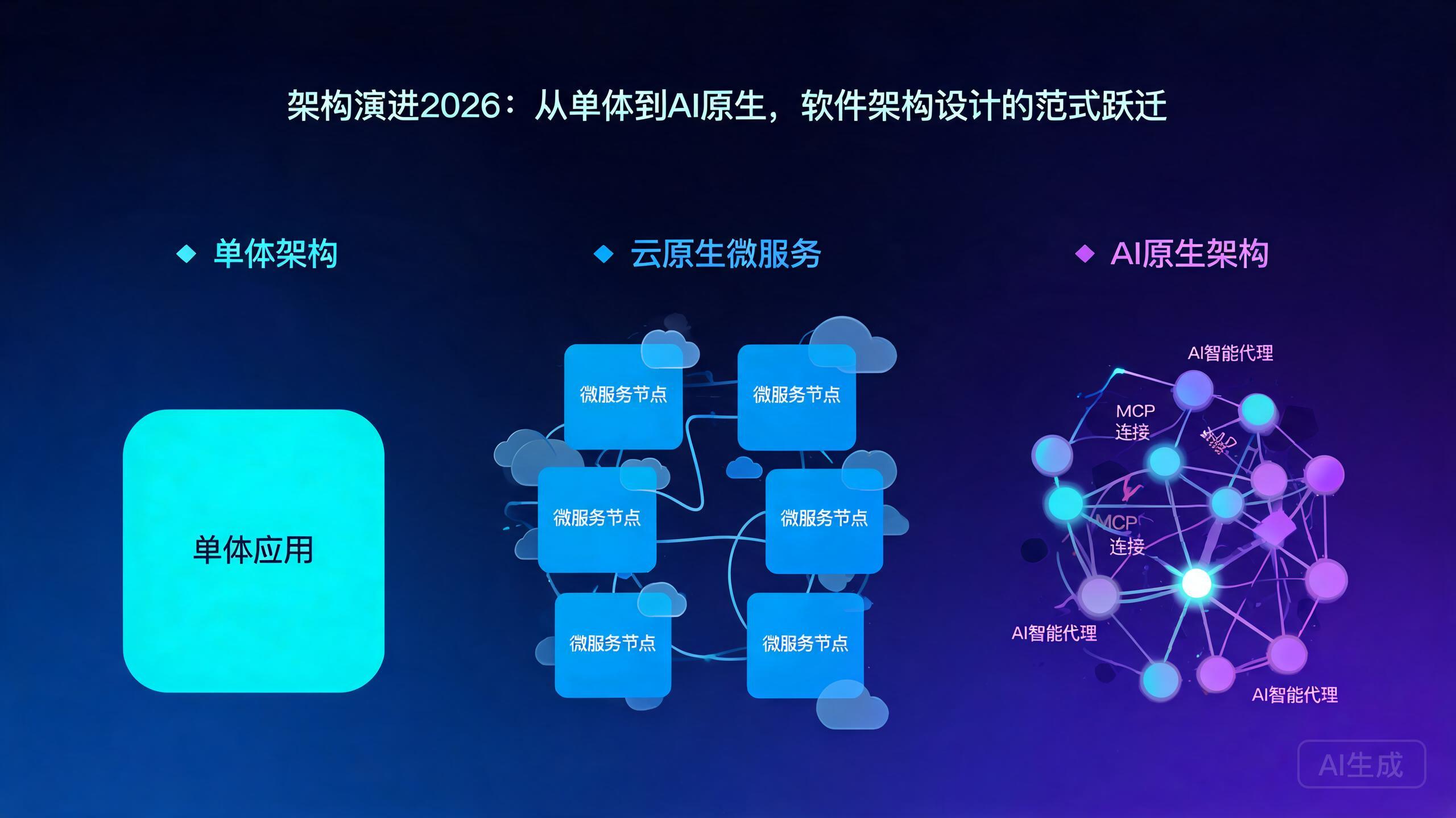 架构演进2026：从单体到AI原生，软件架构设计的范式跃迁