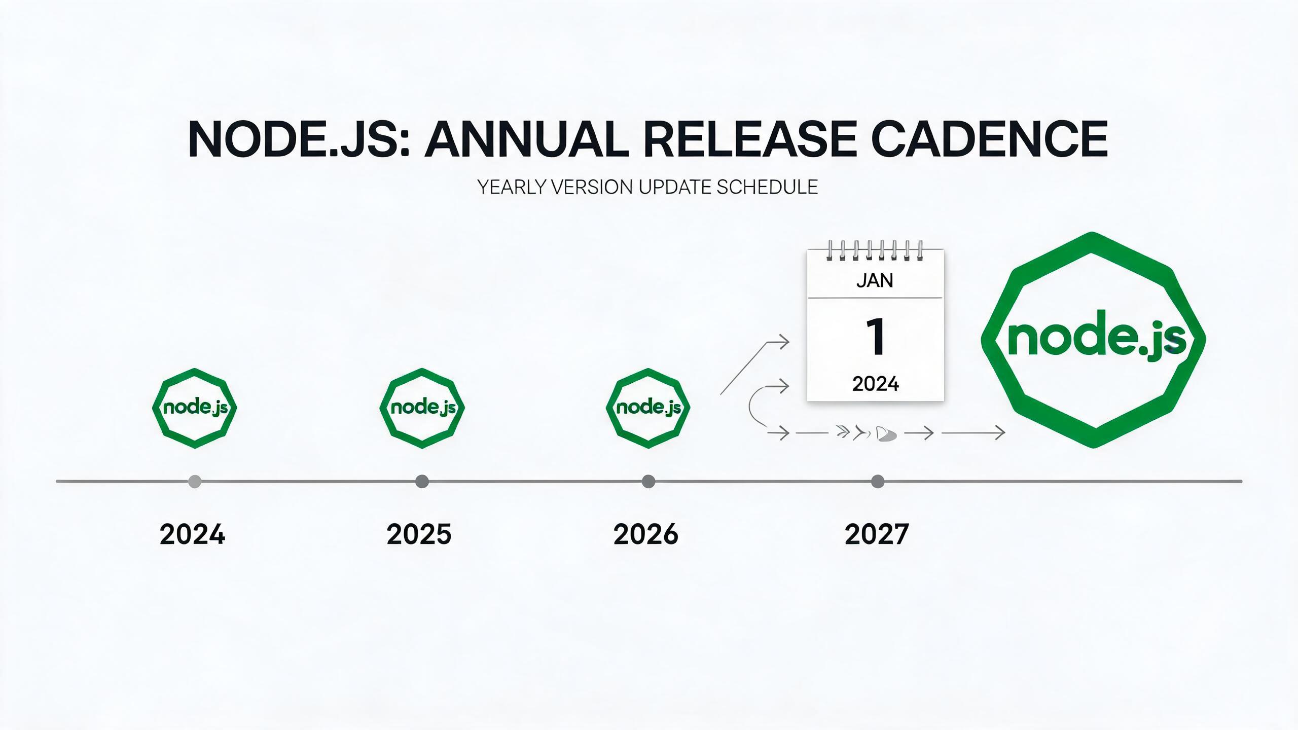 Node.js 调整发布节奏：27.x 起改为年度发布，每个大版本最终都进入 LTS